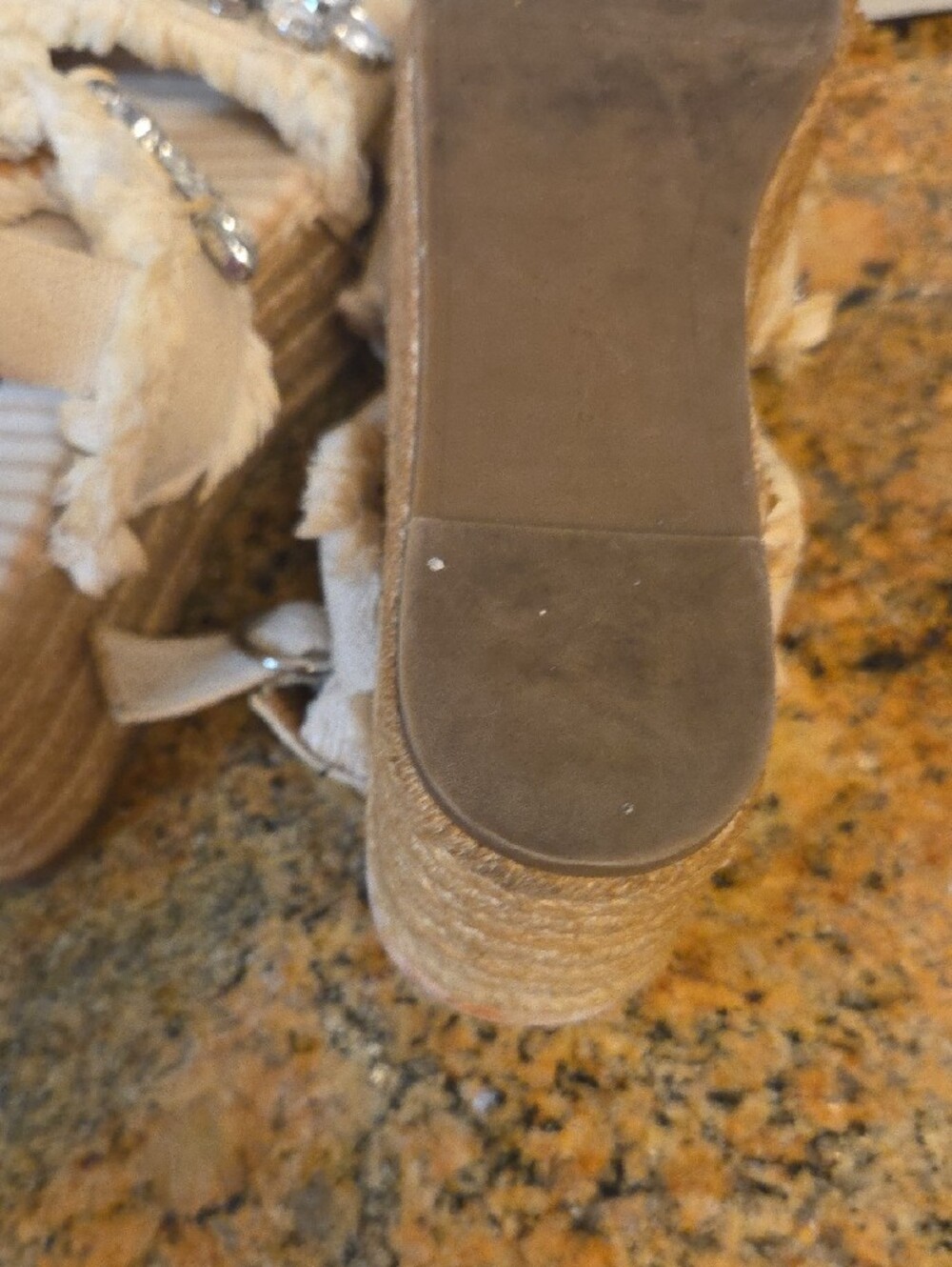 Zara Cream Jeweled Espadrille Platform Sandals Zara Trafaluc Size 39 - Picture 5 of 5